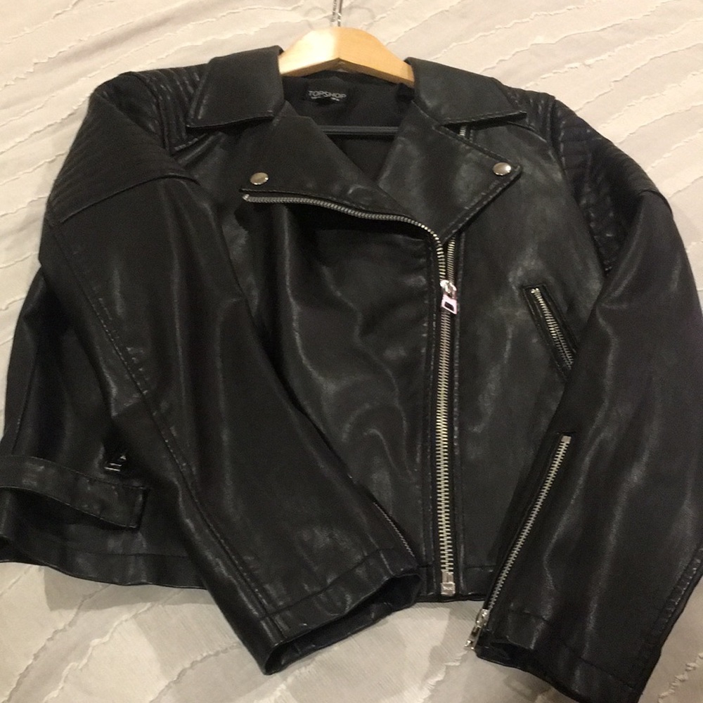 Faux leather moto jacket size 10